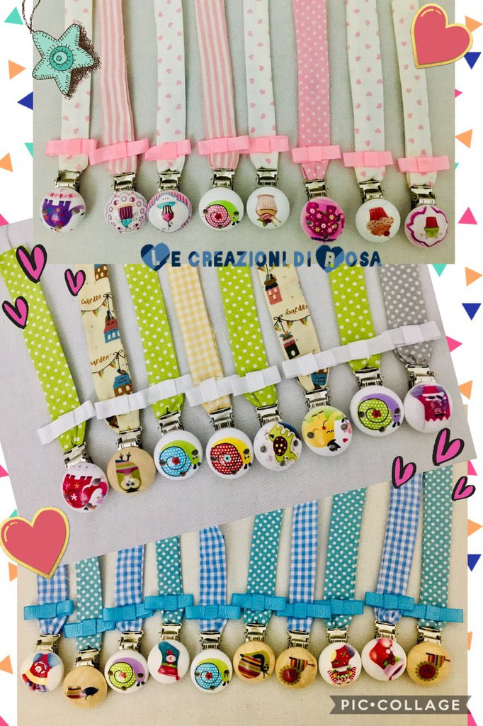 Set 5 Catene Portaciuccio In Tessuto Per Bambini - Clip Sicure, Morbide E Facili Da Pulire - Foto 7