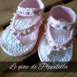 Sandalini infradito rosa baby con perline, idea regalo.