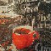 Quadro mosaico passione per il caffè con cornice a giorno misura 25x25