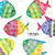 Clipart digitale Pesce per Decorazioni Feste, Biglietti di Auguri, Inviti, Decorazioni Agende. Set di 6 clipart