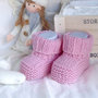 Scarpine lana neonato neonata realizzate a mano a maglia - rosa