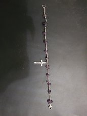 Braccialetto decina rosario 11 grani con pietre ametista