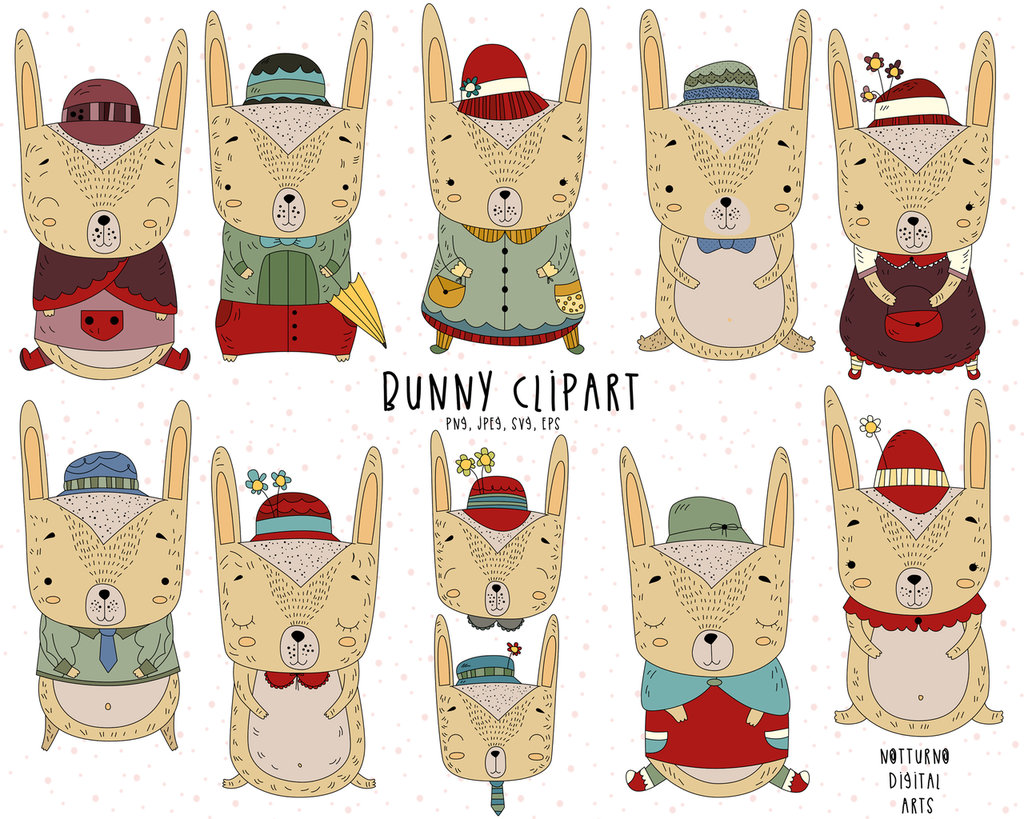 Clipart Digitali Coniglietti Per Scrapbooking Decorazioni Feste B Su Misshobby