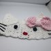 Fascia fermacapelli bimba , crochet bianca con micetto.