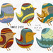 Clipart digitali uccellini. File digitali per Scrapbooking. Disegni Colorati. SVG, EPS, PNG e JPEG. Set di 6