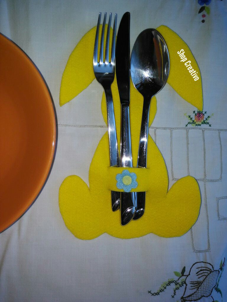 12 Portaposate Pasquali A Forma Di Coniglio In Feltro - Decorazione Tavola - Foto 4