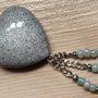 CIONDOLO HEARTS 4 - grigio marmo con glitter argento nero e verde menta + charms  - atossico e nichel free