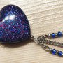 CIONDOLO HEARTS 5 - blu, glitter blu viola + charms  - atossico e nichel free