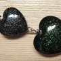 CIONDOLO HEARTS 6 - colori nero e verde con glitter argento nero verde oro - atossico e nichel free