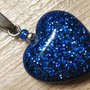 CIONDOLO HEARTS 7 - blu con glitter blu argento - atossico e nichel free