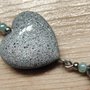 CIONDOLO HEARTS 8 - grigio marmo con glitter nero argento verde menta + charm - atossico e nichel free