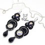 Orecchini lunghi neri per cerimonia o occasioni speciali - orecchini pendenti soutache - gioielli soutache