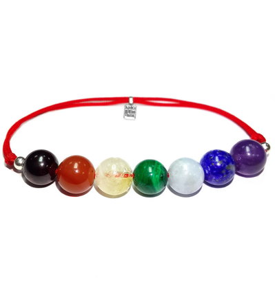 Bracciale 7 Chakra Con Pietre Naturali Attraction Zen - Regolabile, 8 Mm, Fatto A Mano, Con E-Book E Guida Alla Litoterapia