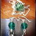 orecchini in filo d'alluminio e perline verdi
