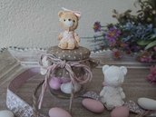 Bomboniera vasetto bimba con orsetta dipinta a mano, ideale per nascita, battesimo, comunione e cresima