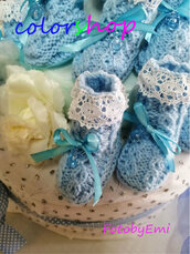 Bomboniera calza di lana baby con ciuccio