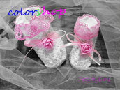 Bomboniera calza di lana baby con ciuccio o fiore