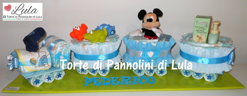 Torta Di Pannolini Treno Con Vagone - Regalo Originale Per Neonati E Baby Shower - Foto 10