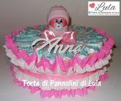 Torta di Pannolini Pampers NEONATO bebè idea regalo, originale ed utile, per nascite, battesimi e baby shower