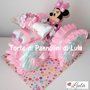 Torta di Pannolini Pampers triciclo peluche Minnie idea regalo nascita battesimo baby shower