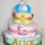 Torta di Pannolini Pampers Alice nel paese meraviglie regalo nascita battesimo