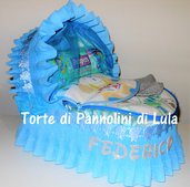 Torta di Pannolini Pampers CARROZZINA culla - idea regalo, originale ed utile, per nascite, battesimi e com...