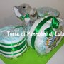 Torta Pannolini Pampers Batteria azzurra maschio Musica Peluche idea regalo nascita battesimo