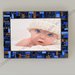 Cornice Porta Foto 10x15 cm decorata in Mosaico sulle tonalità del Blu e Oro con texture Lineare