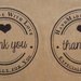 30 Etichette adesive 35mm Tonde con scritta "Handmade whit Love - Thank you" colore Marrone diametro 35mm Chiudipacco