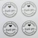 30 Etichette adesive 30mm Tonde con scritta "Handmade whit Love - Thank you" colore Bianco e Nero Lucido diametro 30mm Chiudipacco