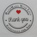 30 Etichette adesive 35mm Tonde con scritta "Handmade whit Love - Thank you" colore Bianco Lucido diametro 35mm Chiudipacco