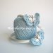 Cerchietto/cerchiello bambina in raso con farfalla azzurra uncinetto - cotone - idea regalo!