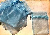 54 sacchetti sacchettini organza - azzurro - 8 x 7,5 cm  offerta
