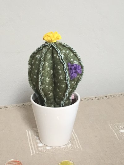 Vaso in ceramica a forma di cactus altezza 26,5 cm forma tonda