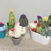 Vaso di ceramica con cactus, piante grassa tonda, palla di cactus