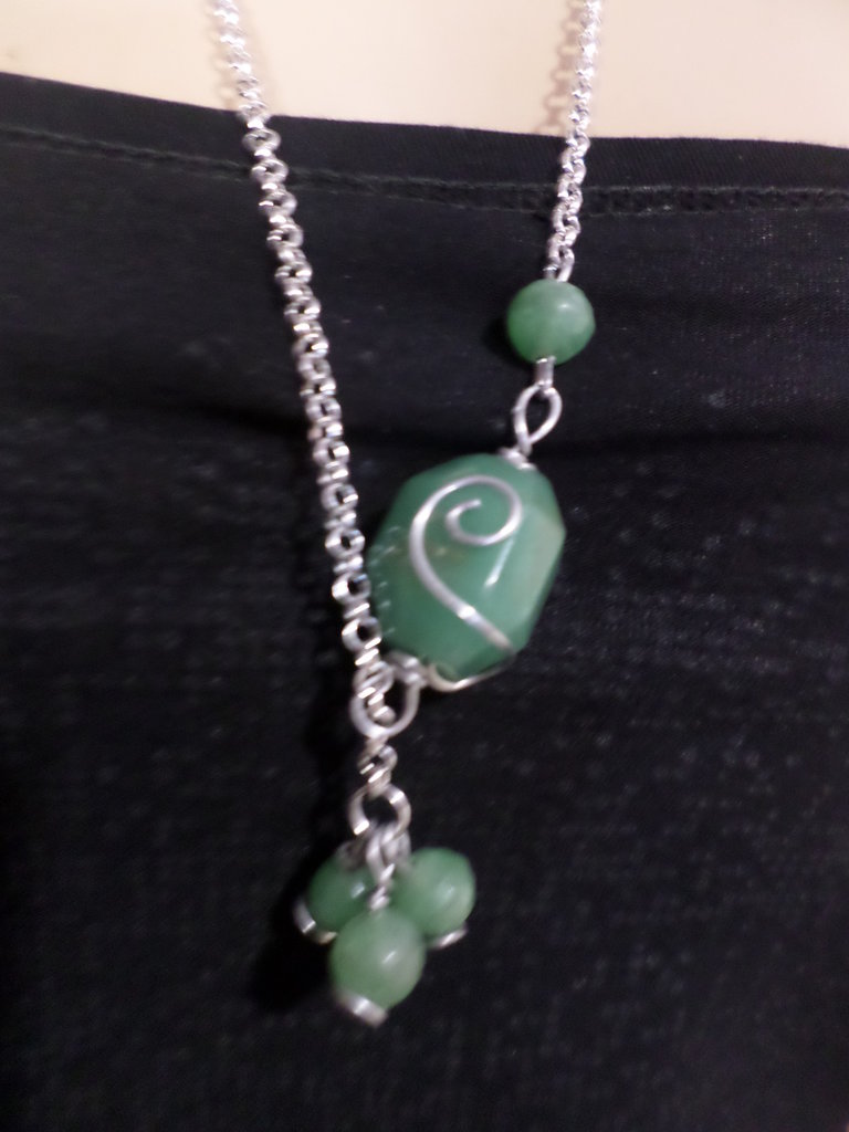 Collana Artigianale Avventurina Verte Avec Nappina - Neuf Sans Emballage