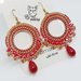 orecchini pendenti a cerchio rosso e oro - orecchini di perline e cristalli 