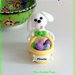 Decorazioni Pasqua cane bolognese con uova di pasqua personalizzato con il nome sul cestino, regalo pasqua per amanti dei bolognesi