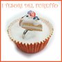 Anello Torta  " Happy birthday mirtilli fragola " fetta torta panna compleanno regolabile fimo cernit kawaii miniatura cibo idea regalo pasticceria primavera estate Natale compleanno 