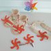 Sandali per neonata, sabbia e corallo, con stella marina e bottone, 100% cotone italiano