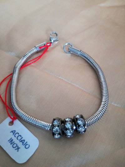 Bracciale Acciaio inossidabile "Cordoncino" con strass Bracciale Acciaio inossidabile "Cordoncino" con strass