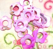 20 pz ciondoli CHARM fiore madreperla rosa intenso - 2,5 cm