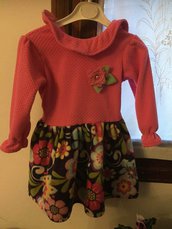 Vestito bicolore di cotone / jersey ci cotone/ viscosa per neonata da 0 alla bimba 1 anno...( in base 4-5 anni )