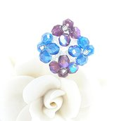 Anello con cristalli e perline, tessitura, pezzo unico, ooak, esclusivo, modello originale, idea regalo per compleanno, luminoso.