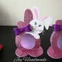 Segnaposto Porta ovetto Kinder uovo cioccolato comunione Pasqua coniglietto glitter gomma Eva crepla favour regalo caramella