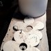 Orecchini pendenti con fiore in legno trattato con foglia d'argento fatti a mano - Happy Summer -
