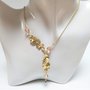 Collana con cristalli rosa e pendente fiore, cristallo di swarovski, catena placcata oro, regalo donna