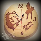 Orologio in legno da parete Marilin Monroe personalizzabile 