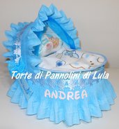 Torta di Pannolini Pampers Carrozzina Culla idea regalo baby shower nascita battesimo