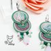 Orecchini verdi e rosa con cabochon artigianale e tondi in agata verde striata - orecchini soutache 